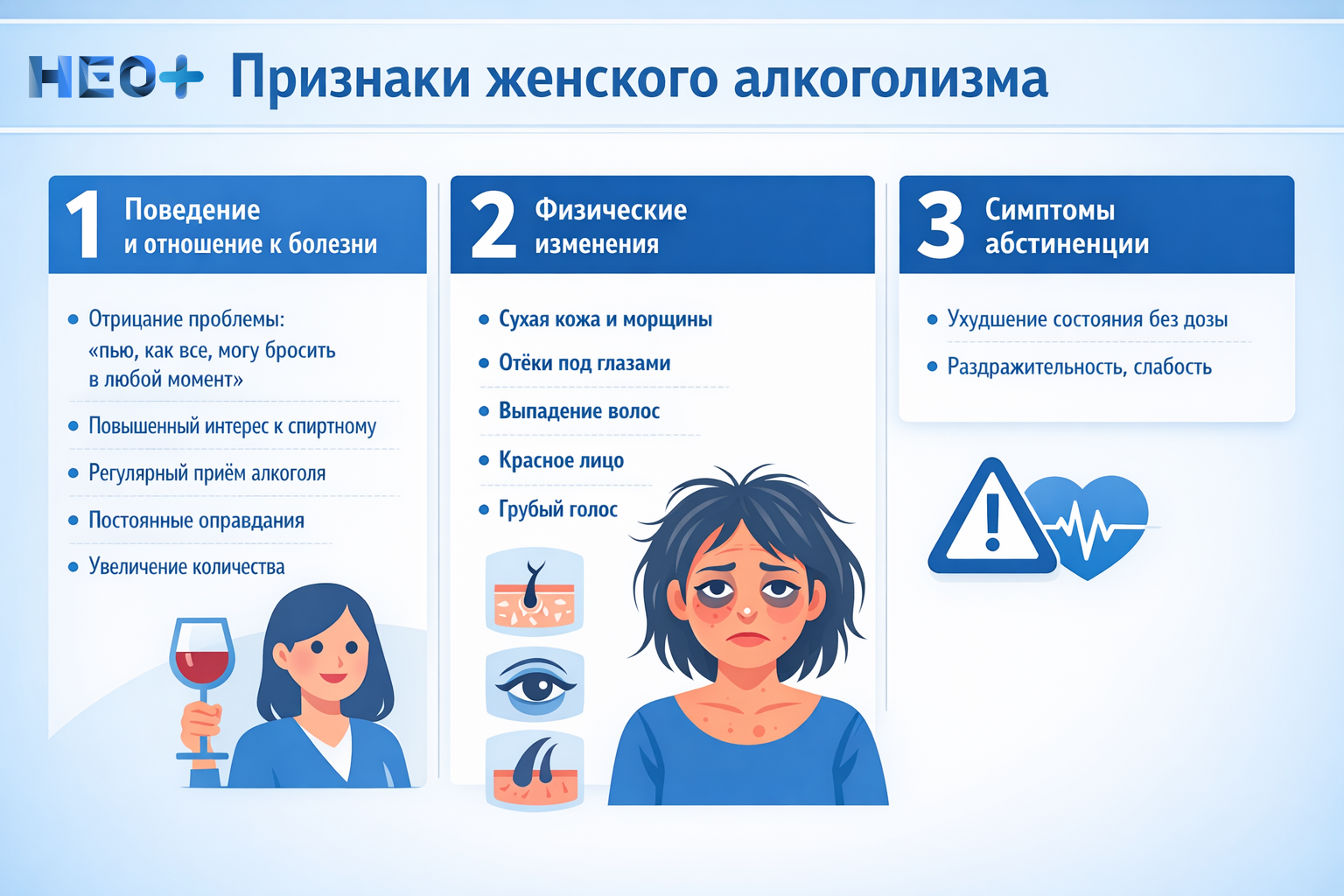 Признаки женского алкоголизма инфографика